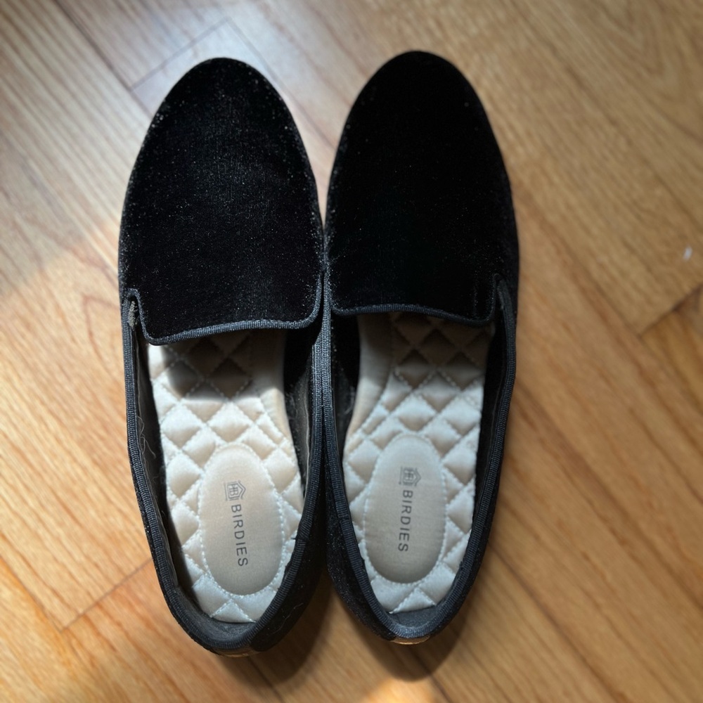 Birdies Black Velvet Loafers